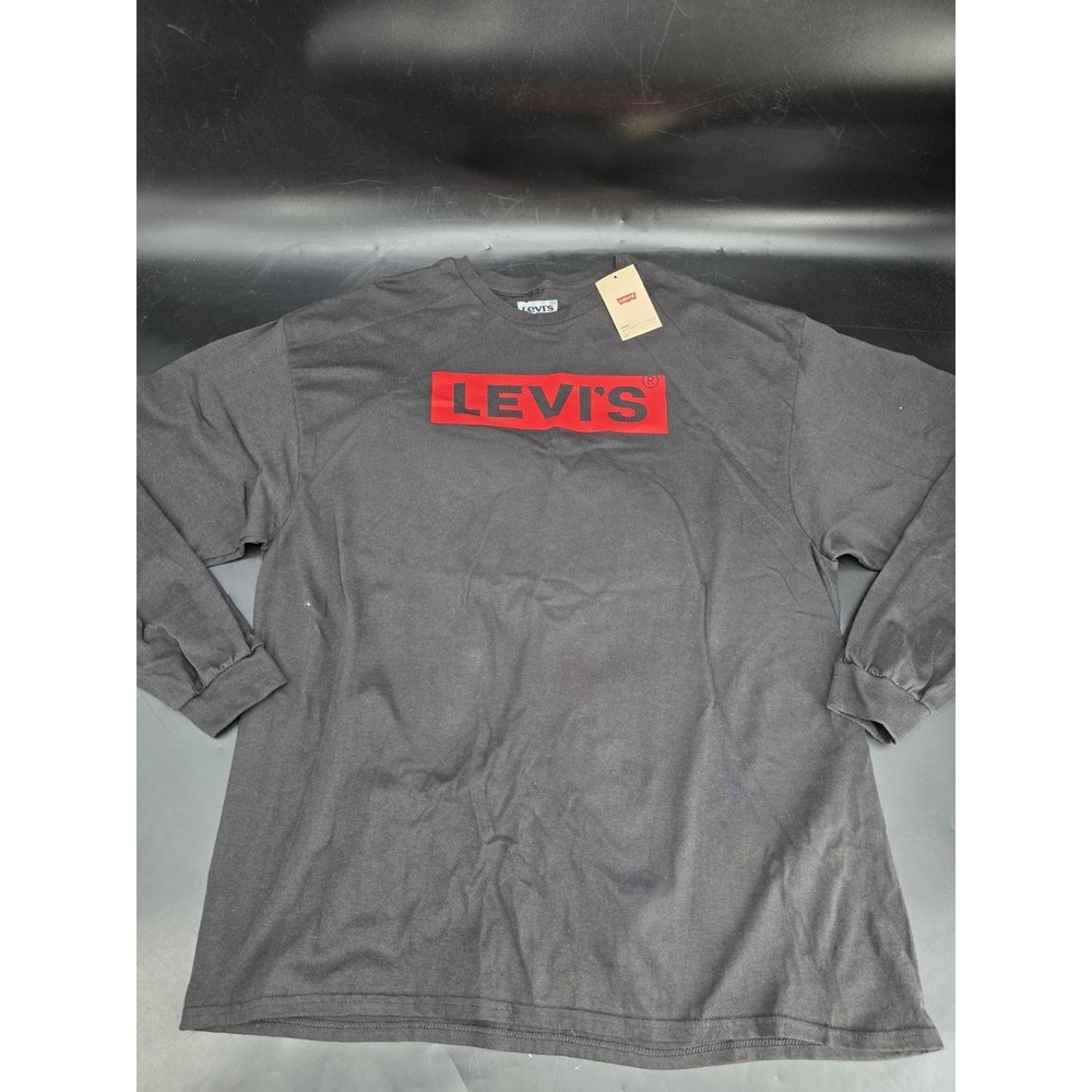 Levis T-shirt Mens‎ 2X Long Sleeve Black Red Tab Logo